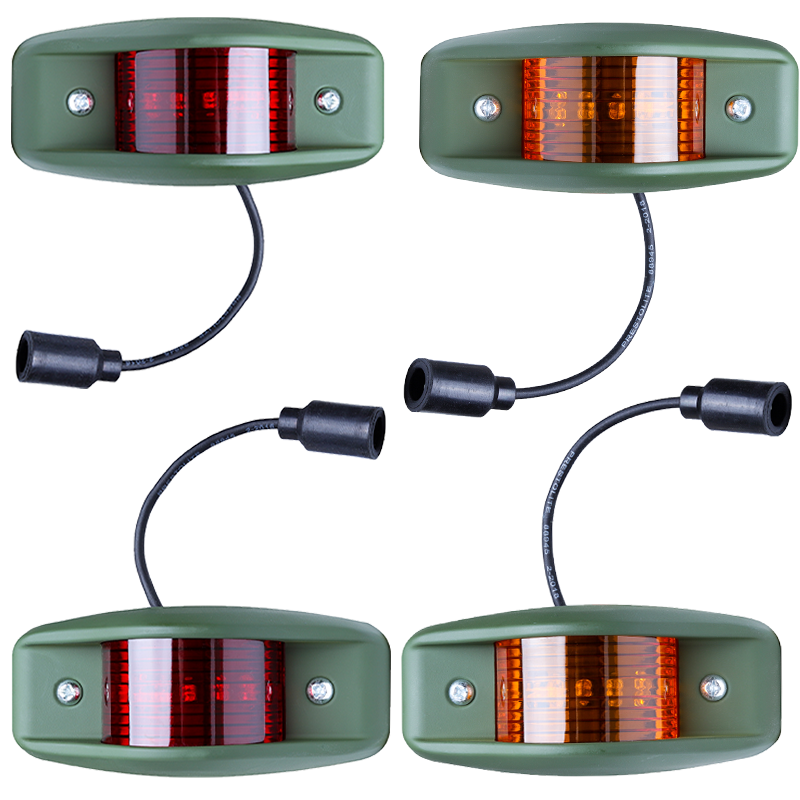 NEW LED Side Marker Light Red(2) and Amber(2)for Willys Jeep,Humvee,M35,M809m998
