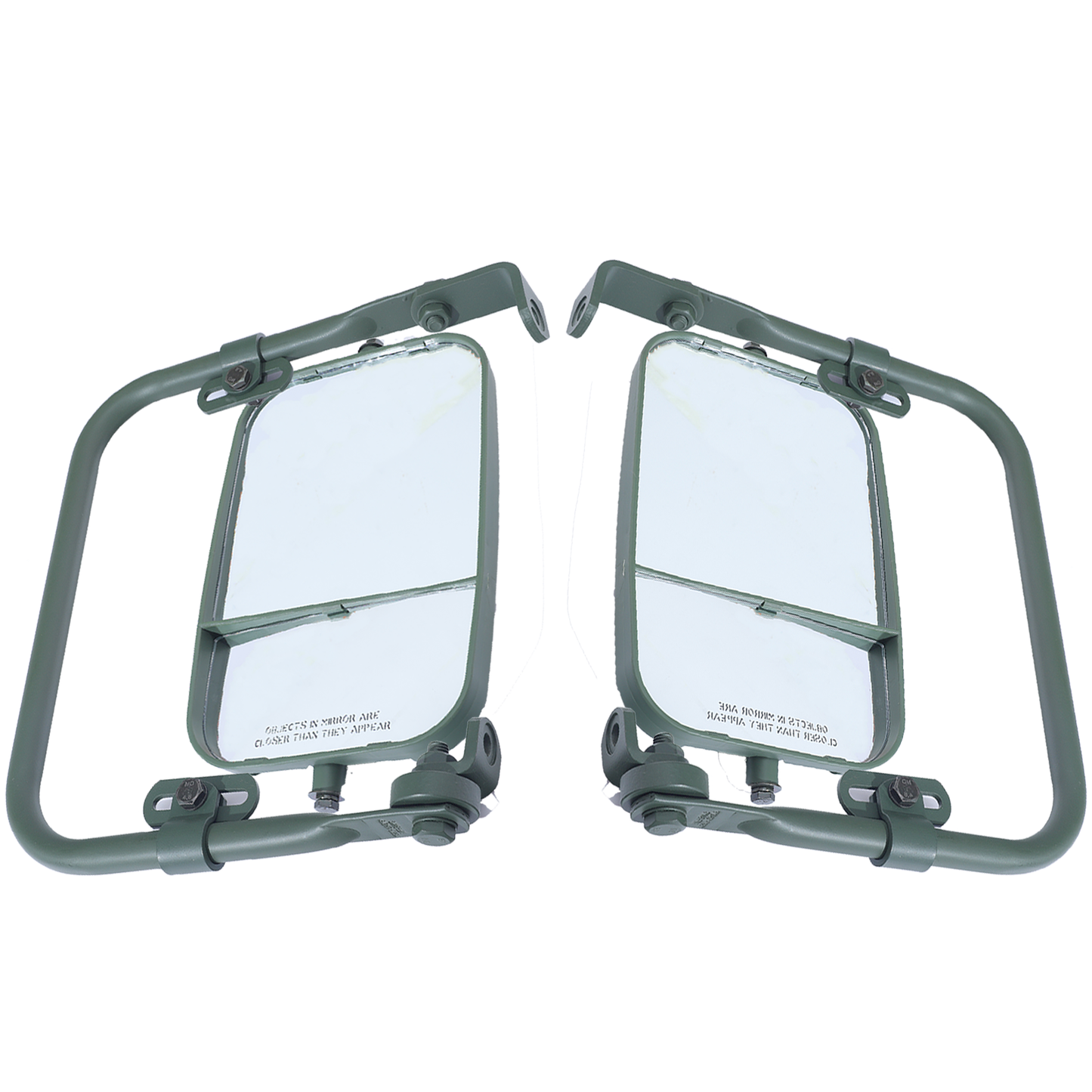 Hummer m998 Rear view mirror set (new green) with pair of brackets.